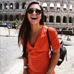 Zara Trf Orange Linen Romper